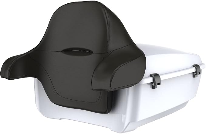 Advanblack Road Glide Tour Trunk Pack Crushed Ice Pearl King Tour Trunk Pack Luggage +Wrap-Around Backrest Pad for '97-'25 Harley Touring Road King Street Glide Electra Glide CVO models