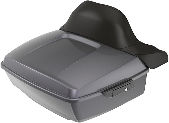Advanblack Road Glide Tour Trunk Pack Smoke Gray King Tour Trunk Pack Luggage +Wrap-Around Backrest Pad for '97-'25 Harley Touring Road King Street Glide Electra Glide CVO Models