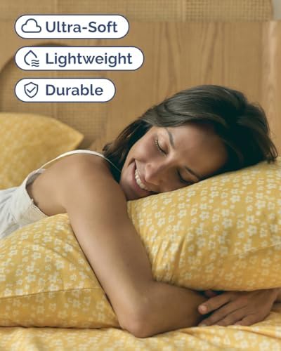 Cal King 4 Piece Floral Sheet Set - Breathable & Cooling - Yellow Meadow
