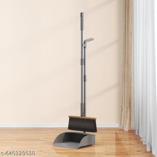 Long Handle Broom and Dustpan Set, Upright Standing Floor Cleaning Combo with Windproof Dustpan – Durable Home & Office Use |PAR-P1123