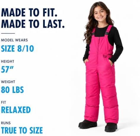 Cherokee Kids Snow Bibs - Insulated Ski Pants Overalls for Boys and Girls