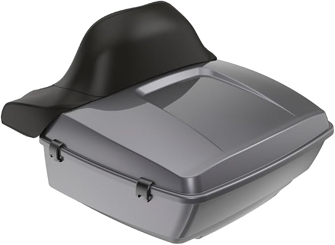 Advanblack Road Glide Tour Trunk Pack Smoke Gray King Tour Trunk Pack Luggage +Wrap-Around Backrest Pad for '97-'25 Harley Touring Road King Street Glide Electra Glide CVO Models