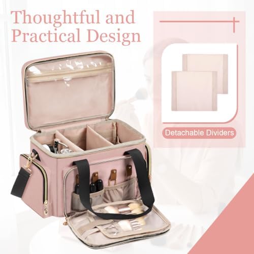 GDNasist Large Makeup Bag, Portable Travel Makeup Bag Organizer
