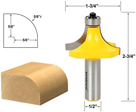 YONICO 13167 5/8-Inch Radius Round Over Edge Forming Router Bit 1/2-Inch Shank