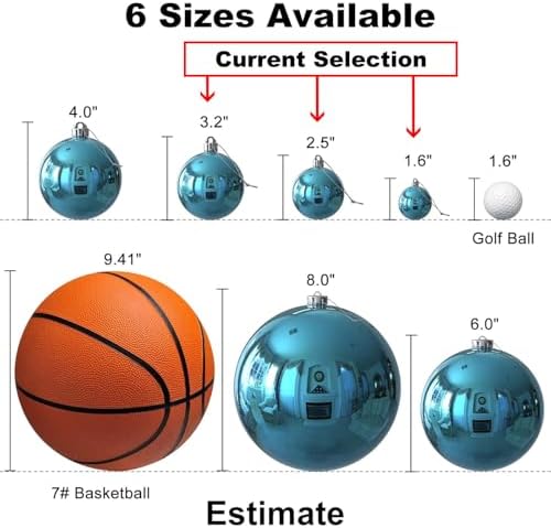 Baby Blue Christmas Ornaments - Christmas Tree Decorations Shatterproof Hanging Balls for Birthday Wedding Holiday Decor Set of 36pcs, Multi-Sizes(1.6",2.5",3.2")