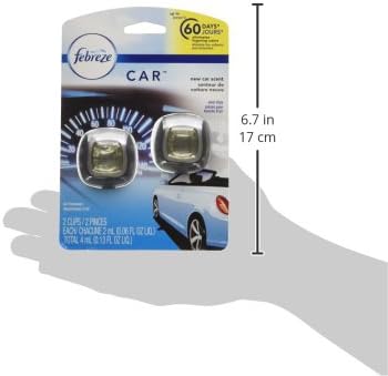 Febreze Car Air Fresheners, New Car Scent, Odor Eliminator for Strong Odors Car Vent Clips (2 Count)