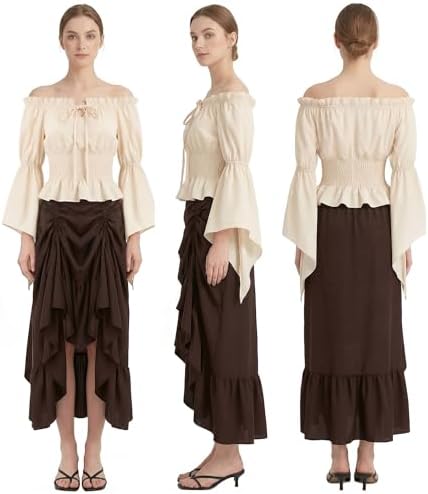 9 PCS Pirate Costume Women Set, Skirt Renaissance Halloween Outfit