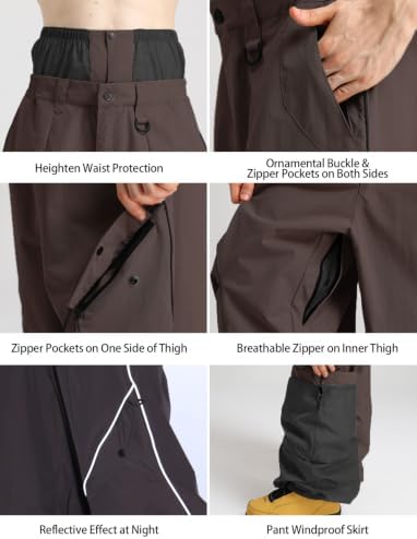 GSOU SNOW Mens Womens Baggy Ski Pants Snowboard Pants