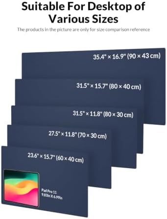 Leather Desk Pad Protector, 24" x 17", Dark Blue Desk Mat