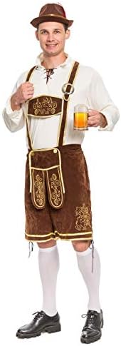 Spooktacular Creations Lederhosen Men Oktoberfest Outfit Costume, Halloween German Bavarian Costume for Adults Beer Festival
