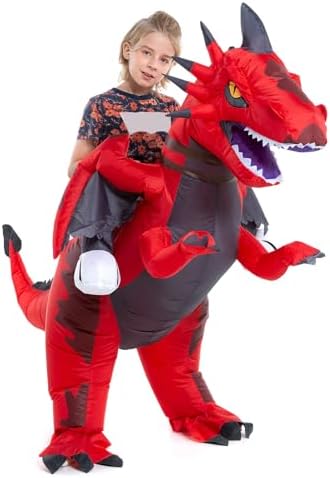 Inflatable Toddler Child Dragon Costume, Blow up Rider Cosplay Boys Girls