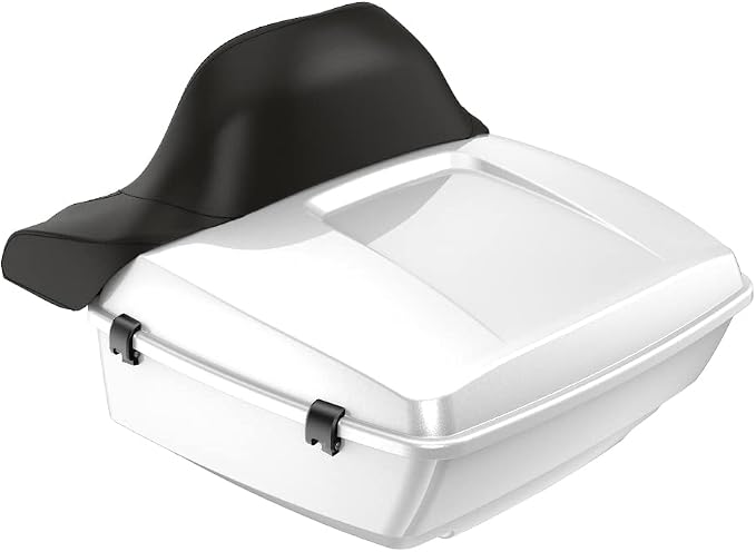 Advanblack Road Glide Tour Trunk Pack White Hot Pearl King Tour Trunk Pack Luggage +Wrap-Around Backrest Pad for '97-'25 Harley Touring Road King Street Glide Electra Glide CVO Models