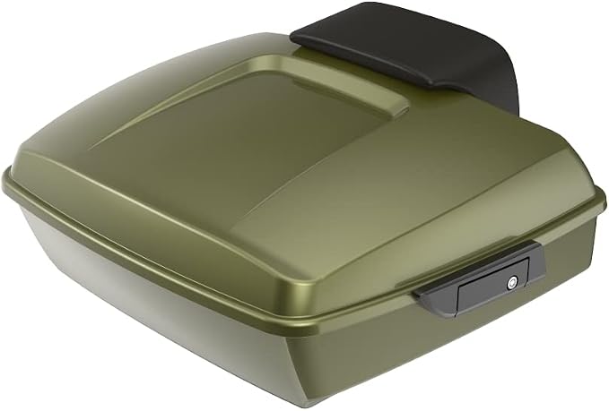 Advanblack Road Glide Tour Trunk Pack Mineral Green Metallic Chopped Tour Trunk Pack Backrest Pad for '97-'25 Harley Touring Road King Street Glide Electra Glide CVO models