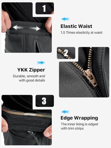 FREE SOLDIER Men's Fleece Lined Pants Softshell Snow Ski Pants