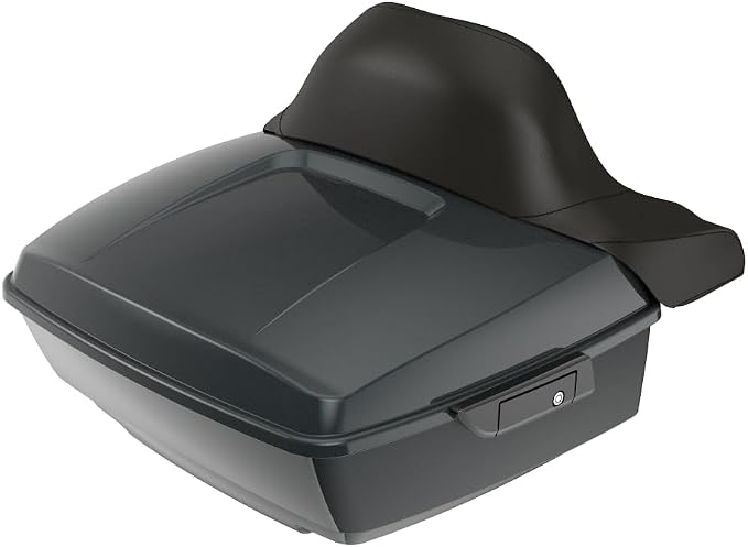 Advanblack 2025 RG Tour Trunk Pack Iron Horse Metallic King Tour Trunk Pack Luggage +Wrap-Around Backrest Pad for '97-'25 Harley Touring Road King Street Glide Electra Glide CVO models