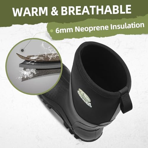 Men's Waterproof Rubber Mud Boots, 6mm Neoprene
