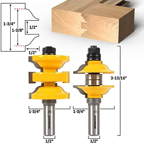 YONICO Router Bits Set Rail and Stile 2 Bit Entry Door Ogee 1/2-Inch Shank 12265