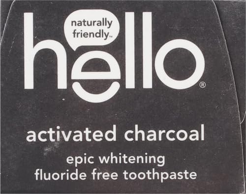hello Epic Whitening Charcoal Fluoride Free Toothpaste, Activated Charcoal Toothpaste with Coconut Oil, Whitens Teeth Naturally, SLS Free, Fresh Mint, 4.0 Oz Tube (Pack of 12)