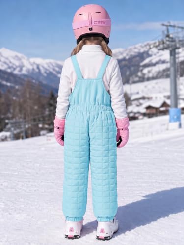 Haloumoning Girls Snow Bibs Kids Quilted Ski Overalls Waterproof Snow Pants