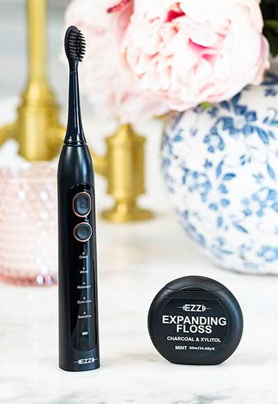 EZZI Sonic Electric Toothbrush | Ultra Soft Tapered Bristles | 60-Day Rechargeable Battery | 42,000 Vibrations/Min | for Adults, Sensitive Teeth, Receding Gum Disease, Whitening, Braces, Travel