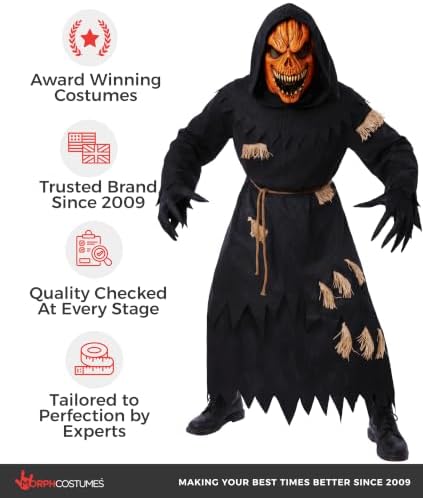 Morph Scary Pumpkin Costume Adult, Halloween Costumes for Men