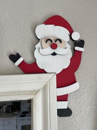 Christmas Door Topper Holiday Home Decor Funny Snowman Santa Claus Top Door Frame Corner Sign Decorations, Windows Walls DIY Craft for Christmas Party Ornament (Santa Claus 2)