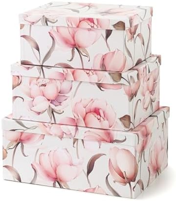 Soul & Lane - Peonies Paradise Decorative Storage Boxes with Lids, Set of 3