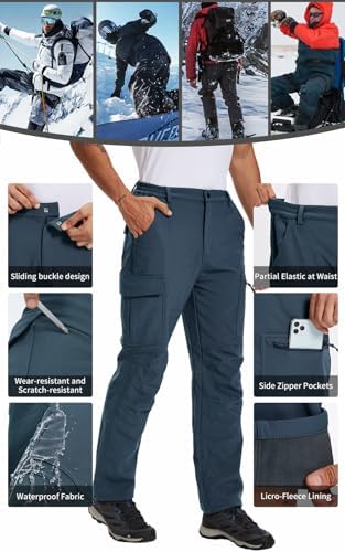 Men's Snow Pants Ski Softshell Warm Outdoor Fleece Lined Insulated Waterproof Winter Work Travel Hiking Pants