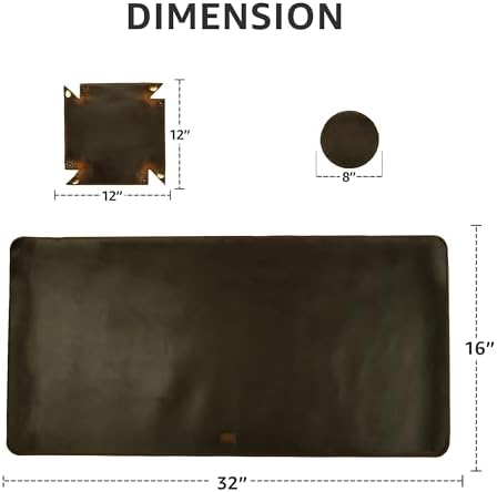 LEATHER VILLAGE Real Leather Desk Pad 3mm Thick Double Layer Desk Mat Brown.