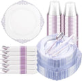 Hioasis 175 Pcs Clear Purple Plates for Party