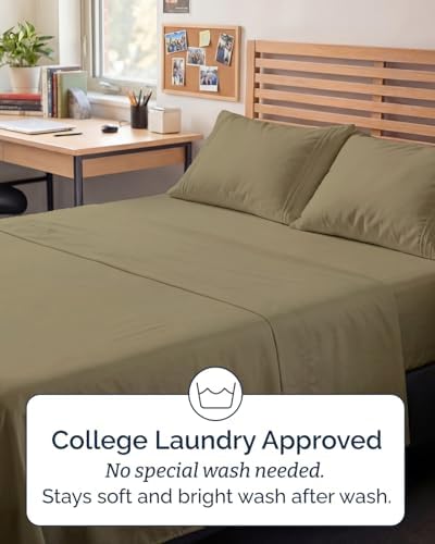 Full XL Sheets - 4 Piece Full XL Sheet Set - Breathable & Cooling - Khaki