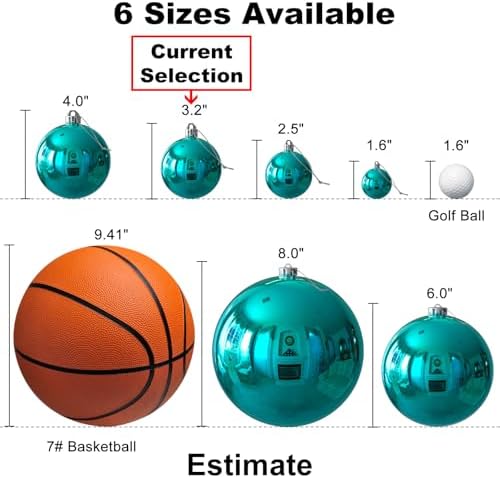 Teal 3.2" Large Christmas Balls - Christmas Tree Decoration Ornaments Shatterproof Hanging Balls for Birthday Halloween Holiday Wedding Decorations Set of 10pcs