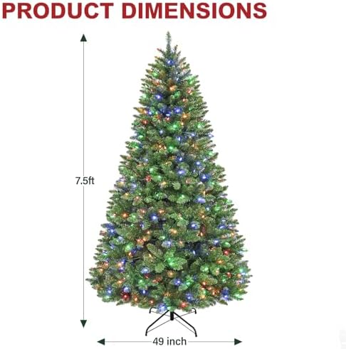 Hykolity 7.5ft Prelit Artificial Christmas Tree with Multicolor LEDs