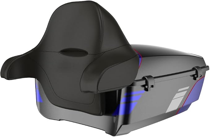Advanblack 2025 RG Tour Trunk Pack Blue Streak King Tour Trunk Pack+Wrap-Around Backrest Pad Fits For Harley Touring CVO Road King Street Glide Electra Glide Ultra Limited 1997-2025
