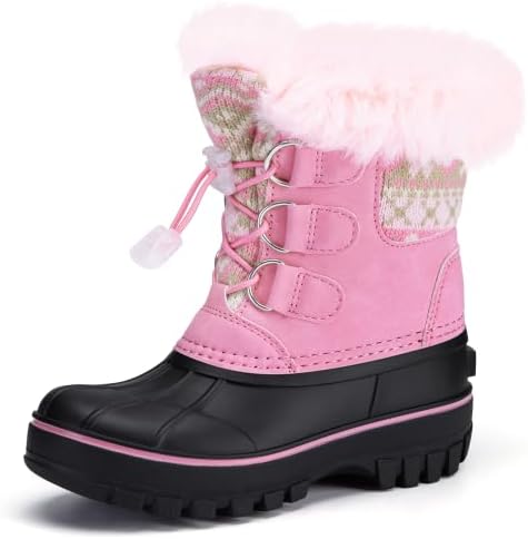 Stelle Girls Snow Boots with Faux Fur Collar Kids Winter Warm Boot