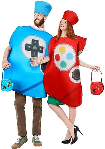 Ramede 6 Pcs Halloween Couple Costumes for Adult Game Controller