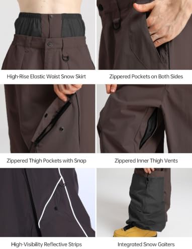 GSOU SNOW Mens Womens Baggy Snowboard Pants Snow Ski Reflective Waterproof