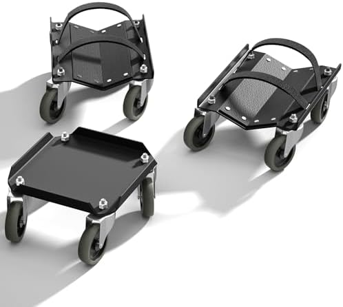 Snowmobile Dolly Set, Heavy Duty Snowmobile Moving System with V-Slide Rubber Pads, 3" TPR Swivel Casters, Steel Garage Storage Dolly for Most Snowmobiles, Up to 1500 lbs Capacity(Black)