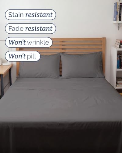 Full XL Sheets - 4 Piece Full XL Sheet Set - Cool & Breathable - Dark Grey