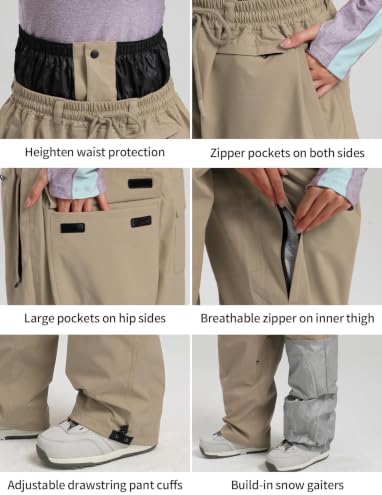 GSOU SNOW Mens Womens Baggy Snowboard Pants Loose Fit Ski Snow Pants