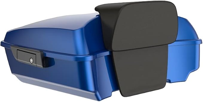 Advanblack Road Glide Tour Trunk Pack Bright Billiard Blue Chopped Tour Trunk Pack Backrest Pad for '97-'25 Harley Touring Road King Street Glide Electra Glide CVO models