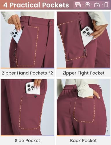 baleaf Women’s Winter Softshell Pants Fleece Lined Snow Pants