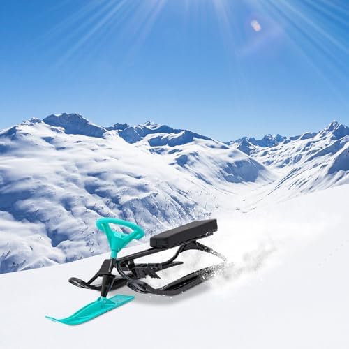 Snow Sled for Kids 3-15 Years Steering Wheel Brake 220lb Capacity Steel Frame