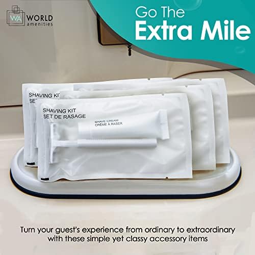 World Amenities Shave Kit (Clear Frosted Sachet) - Hotel Amenities - Includes Twin Blade Razor and Moisturizing Shave Cream