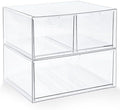 Prsildan Acrylic Drawer Makeup Organizer with 3 Drawers, Clear Stackable Storage for Baby Bottles, Craft, Jewelry & Hair Accessories, Multi-Use for Vanity, Countertop, Office Desk Organization