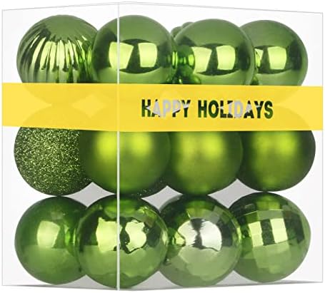 Lime Green 1.6" Small Christmas Balls Christmas Tree Decoration Ornaments Shatterproof Hanging Balls for Birthday St. Patrick's Day Easter Mardi Gras Holiday Wedding Decorations Set of 18pcs