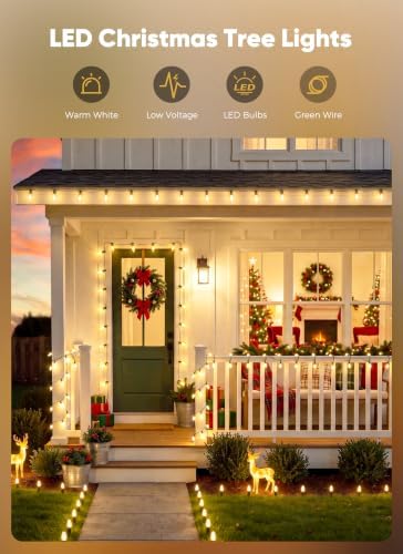 Brightown Christmas Lights Outdoor, 100Ft 100 LED Vintage C9 String Lights