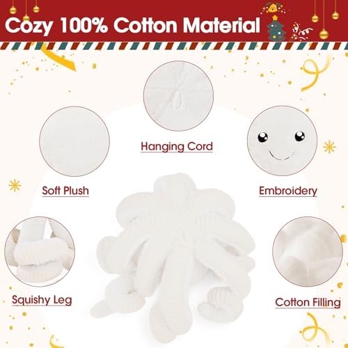 DENTRUN Octopus Plush Toy, Cute Stuffed Animal in 5 Colors 4 Sizes for Gift