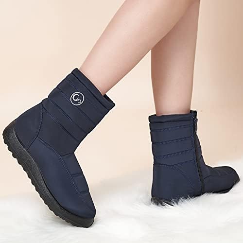 Alicegana Womens Winter Snow Boots for Women Waterproof Warm Fur Lining Mid Calf Boots with Zipper Comfortable Outdoor Shoes