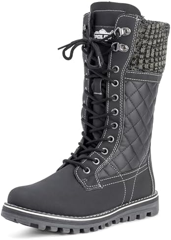 POLAR Womens Faux Fur Warm Thermal Waterproof Outdoor Walking Snow Winter Rubber Sole Calf Boots